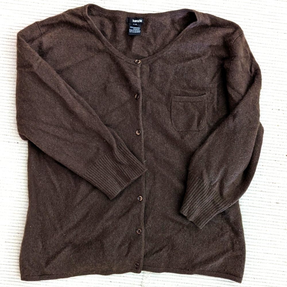 kenzie Brown V-Neck Button Cardigan Sweater